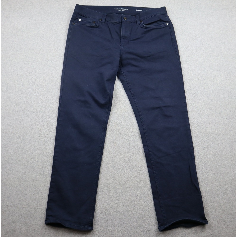 Banana Republic Jeans Mens 34x30 Traveler Slim Fit Navy Blue 5-Pocket Pants